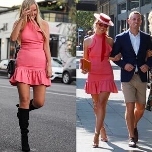 Elliatt Revolve Chord Dress Clementine Cocktail Tea Party Wedding Pink Coral NWT